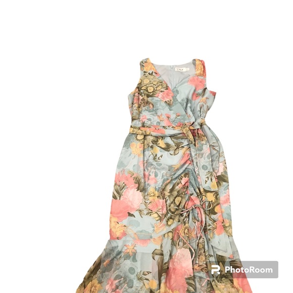 NWOT Eliza J Floral Ruched Chiffon Dress Size 8 - Picture 5 of 7